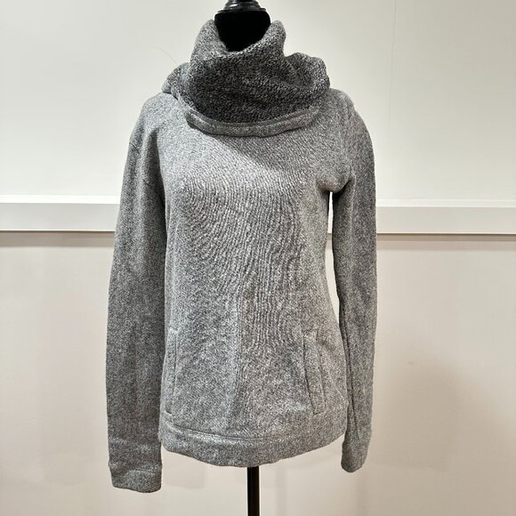 J Crew Heather Gray White Marled Wool Funnel Cowl Neck Sweatshirt Size Small - Picture 1 of 10